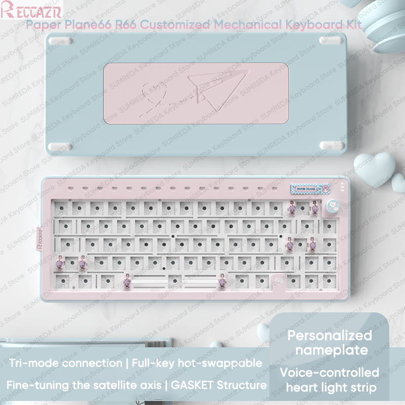 Gaming Keyboard Hot Swappable - RECCAZR R66 papier Plane66 Kit de