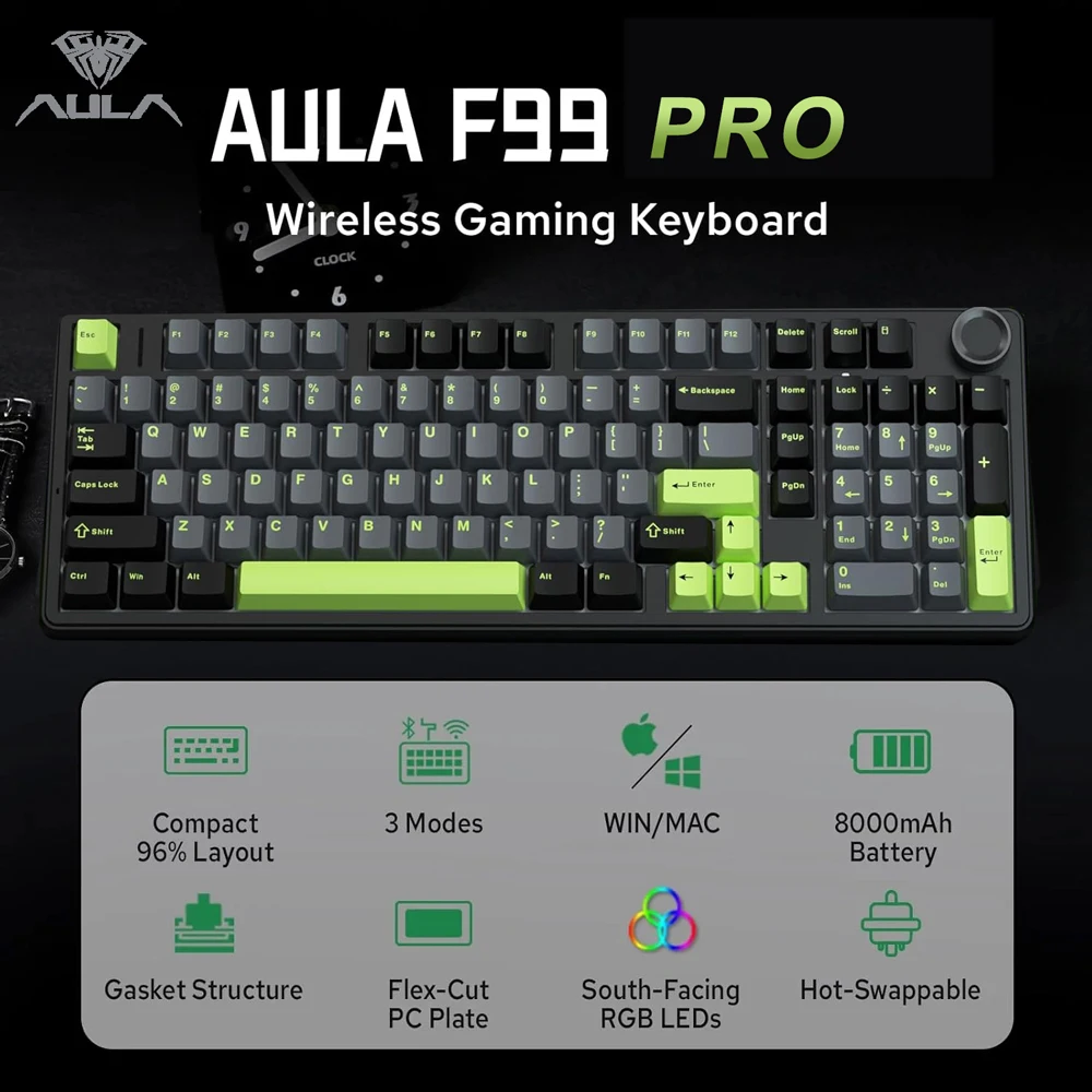 Gaming Keyboard Thocky - AULA F99PRO clavier mécanique de jeu