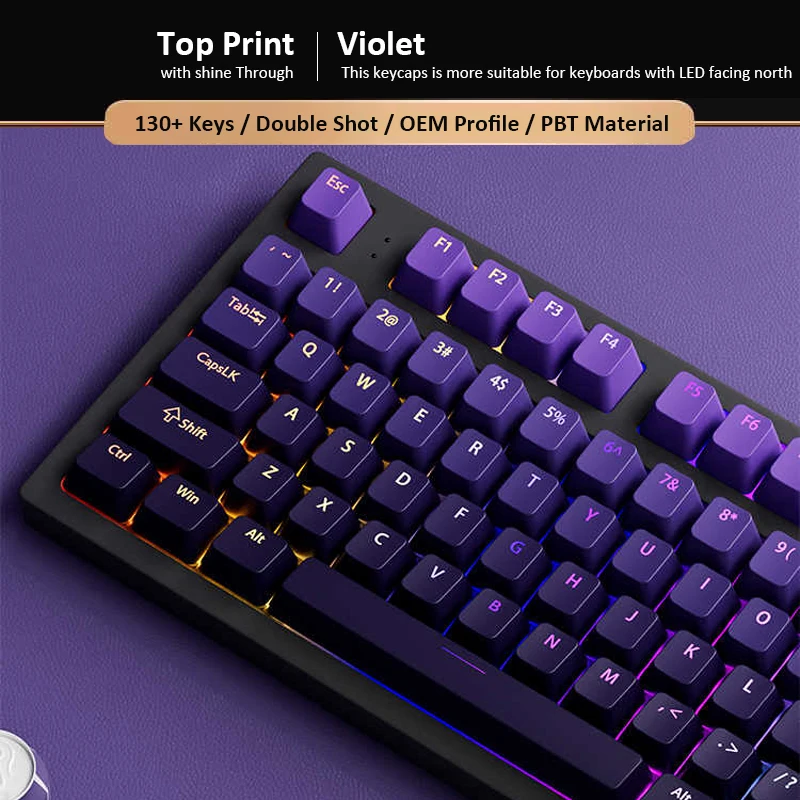 Gaming Keyboard Top - Touches de clavier PBT double injection,