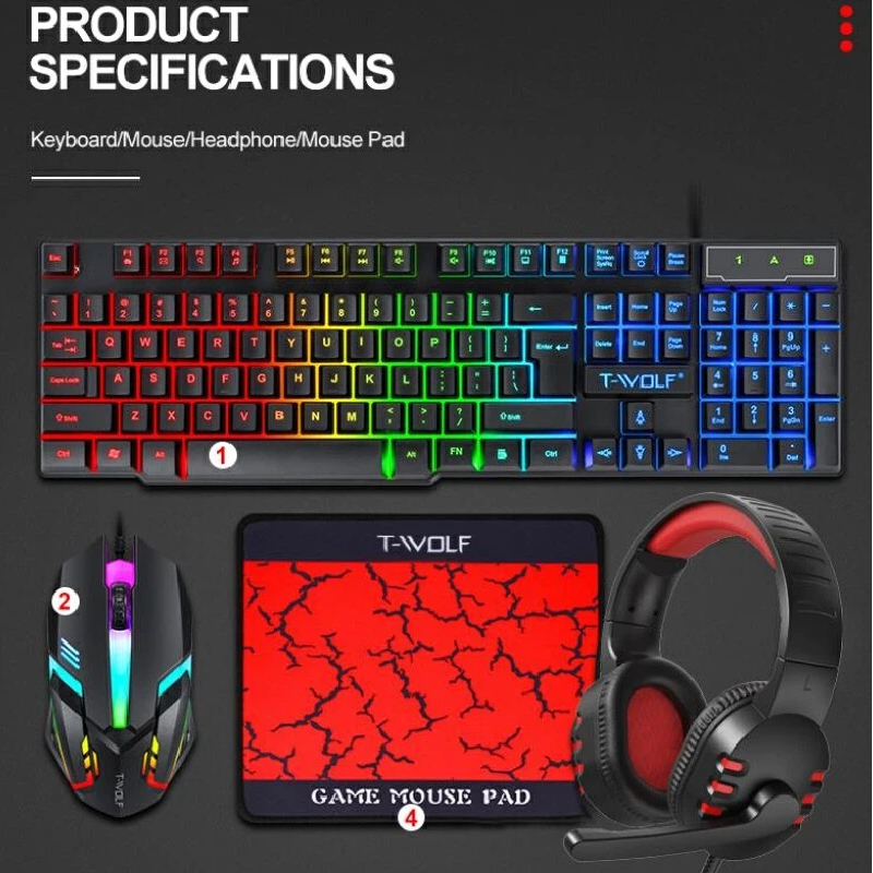 Combo Gaming 4-en-1 avec Clavi - Gaming Keyboard Mouse And Headset Combo avis et prix